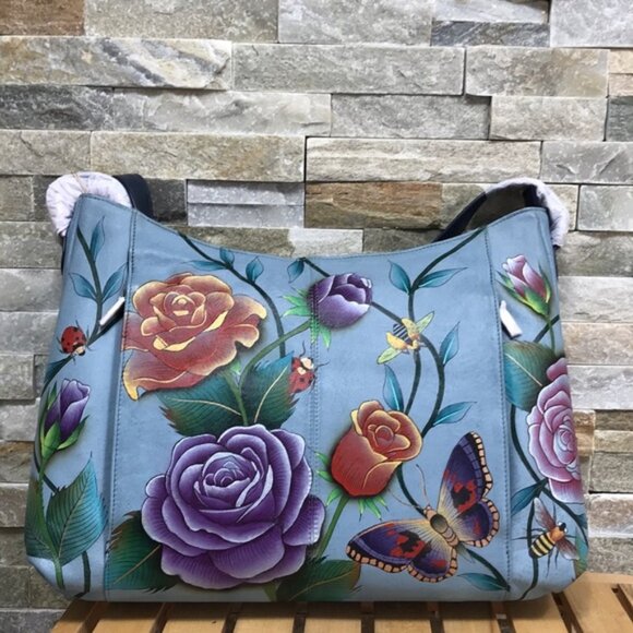 Anuschka Hand Painted Leather Large Hobo Bag - Picture 4 of 4